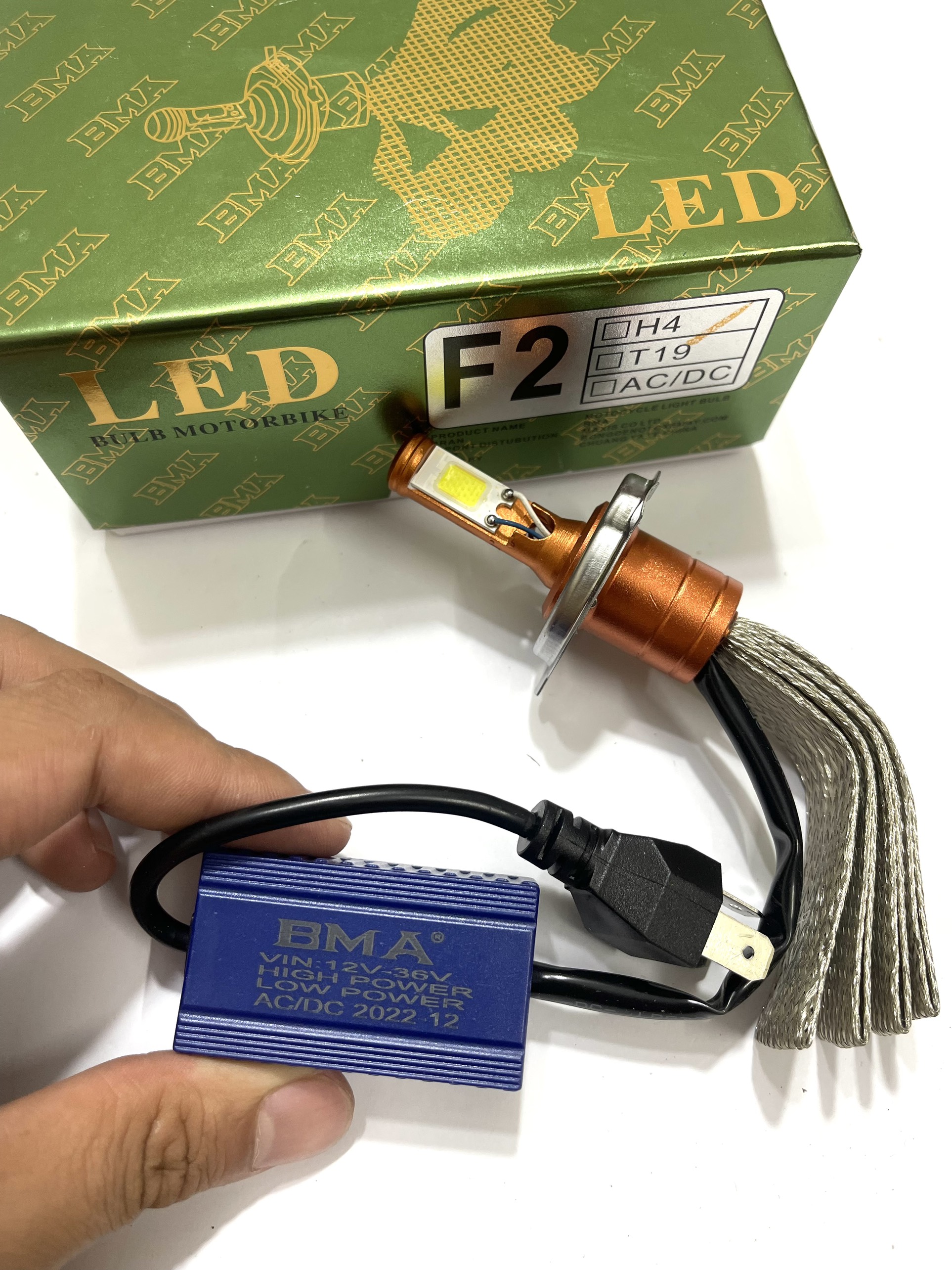 Bóng led xe máy bma f3 -f2- 3 tim chân h4 - t19 siêu sáng