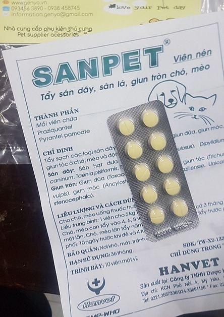 Tẩy giun sán cho chó mèo - 1 viên