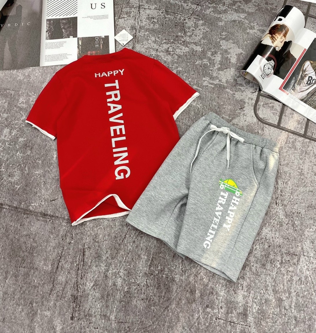 [SIZE ĐẠI] SÉT BỘ THUN MẶC NHÀ BÉ TRAI HAPPY TRAVELLING