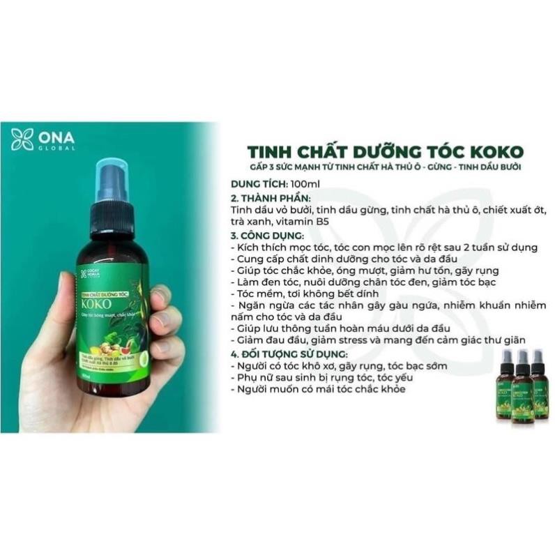 Tinh chất dưỡng tóc Koko ngăn rụng tóc, giúp mọc tóc, mềm mượt tóc 100ml