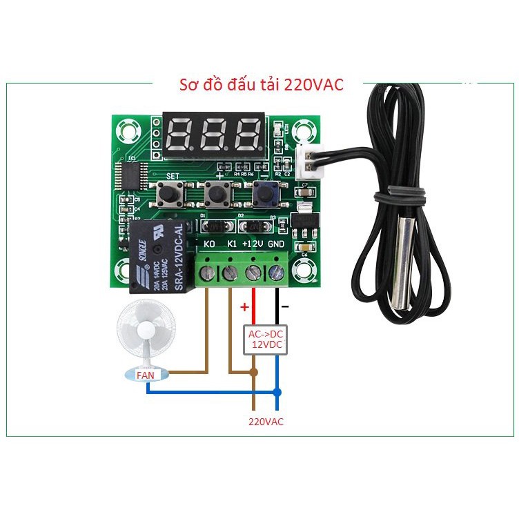 Mạch Cảm Biến Nhiệt Độ W1209 12v
