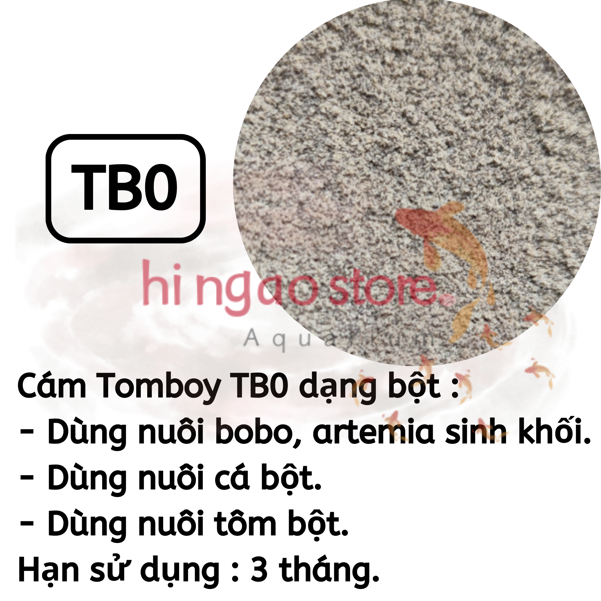 Bộ 4 Hủ 10G Cám tomboy TB 0, TB 1, TB 2, TB 3, TB TT - Thức ăn hỗn hợp biến cá bột, tép bột,ốc bột thành cá bự, tép bự, ốc bự | Hingaostore.