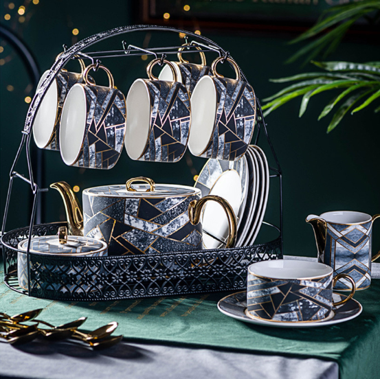 Set ấm trà sọc xám phong Châu Âu