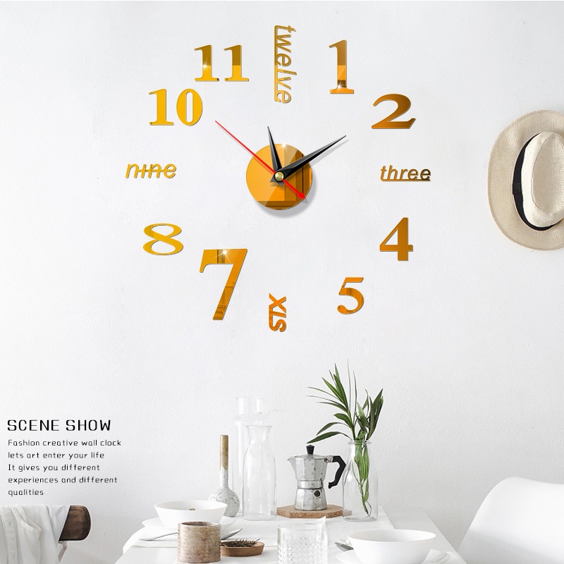 BỘ ĐỒNG HỒ DÁN TƯỜNG  - ĐỒNG HỒ TREO TƯỜNG 3D SANG TRỌNG