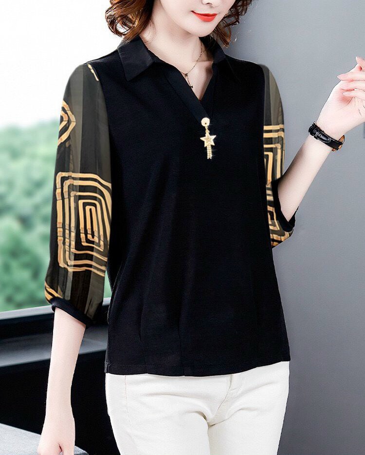 ÁO KIỂU TRUNG NIÊN KÈM CÀI ÁO