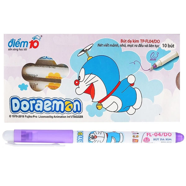 Hộp 10 bút dạ kim - thiên long fl-04/do - mực tím