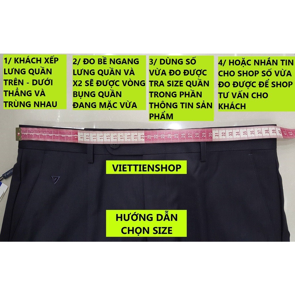 (XANH ĐEN TRƠN QTF) QUẦN TÂY VIỆT TIẾN KHÔNG LY (ÔM VỪA - REGULAR FIT)
