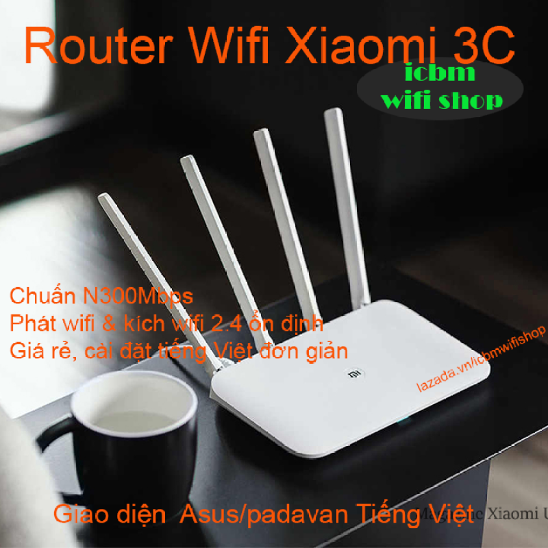 Phát wifi, kích sóng Xiaomi Mi 3C chuẩn N 300Mbps, Tiếng Việt Asus/padavan
