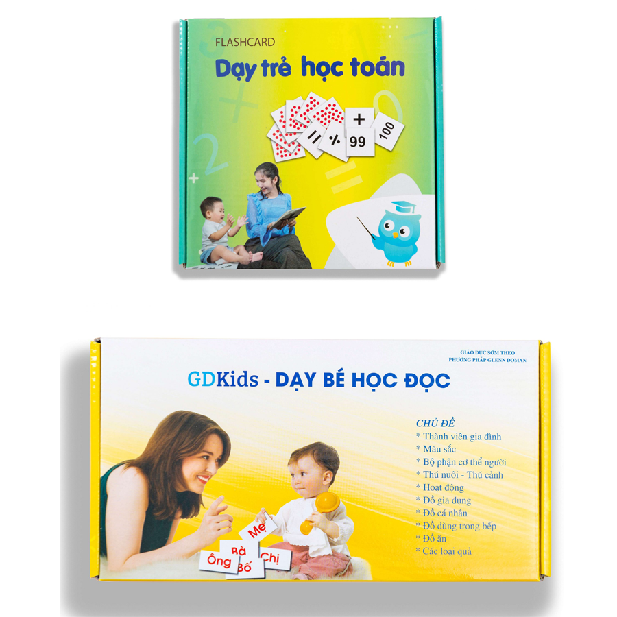 [Hàng Có Sẵn - Tặng Quà] Combo Thẻ Flashcard Dạy Bé Học Đọc (Bộ 100 Thẻ) + Dạy Trẻ Học Toán (Bộ 59 Thẻ)