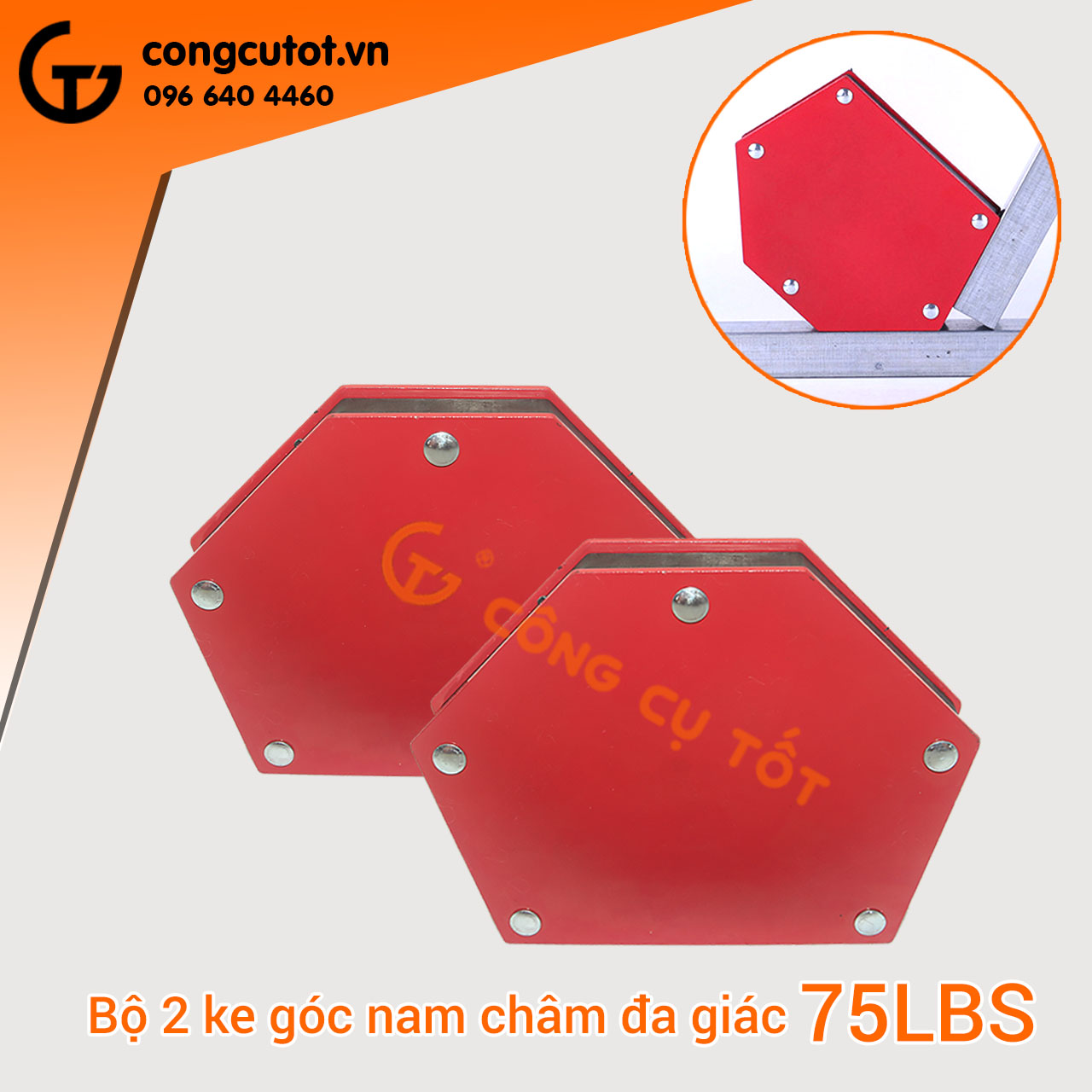 Bộ 2 ke góc nam châm đa giác 75Lbs