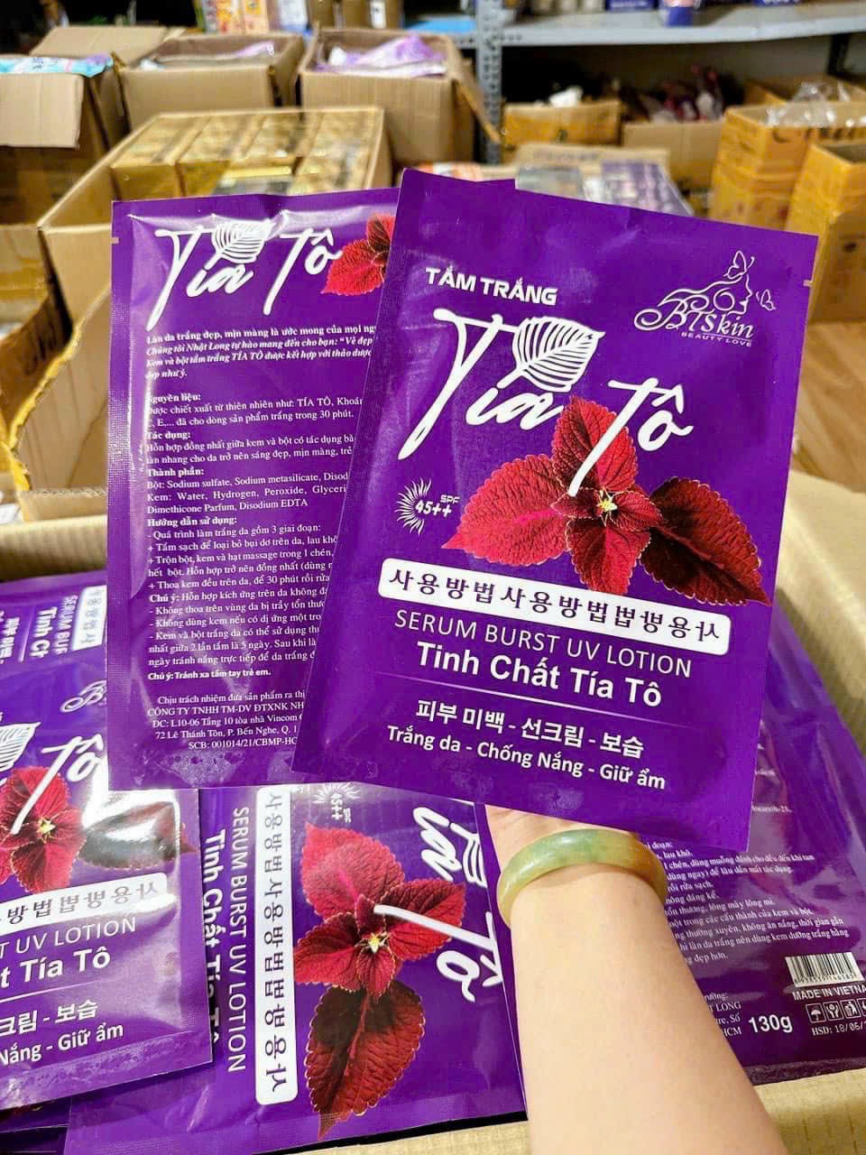 Tắm trắng tía tô tony detox tinh chất tía tô