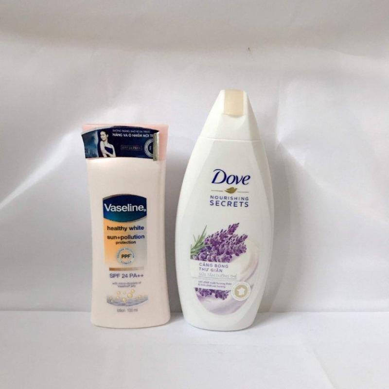 BỘ 2 MÓN : 1 chai sữa tắm Dove 120g + 1 chai sữa sưỡng thể Vaseline 100g