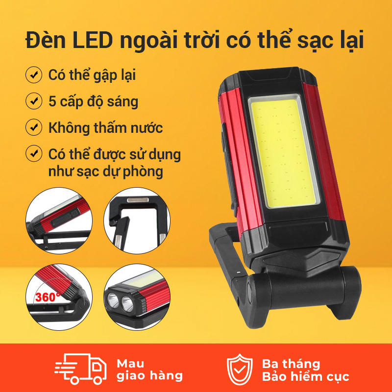 Super bright and practical led USB rechargeable magnetic charging light with magnetic suction clip adjustable LED work light delivery angle fast
