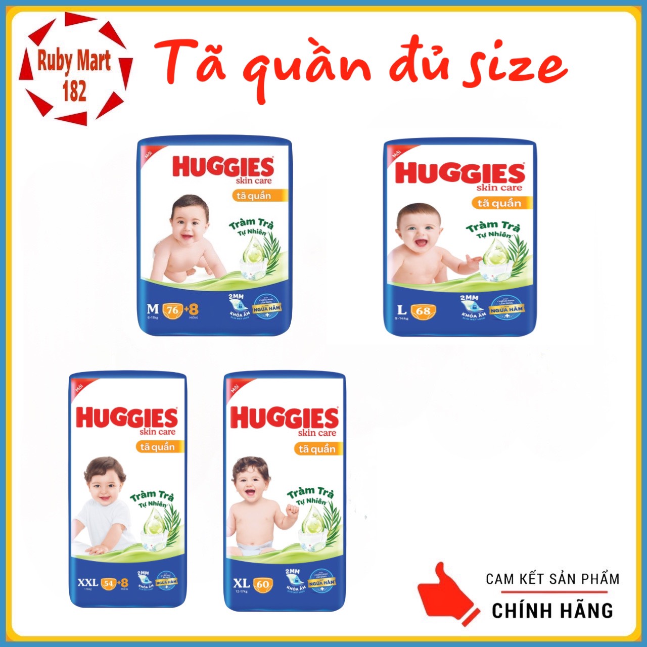 Tã quần Huggies size M76/L68/XL60/XXL54