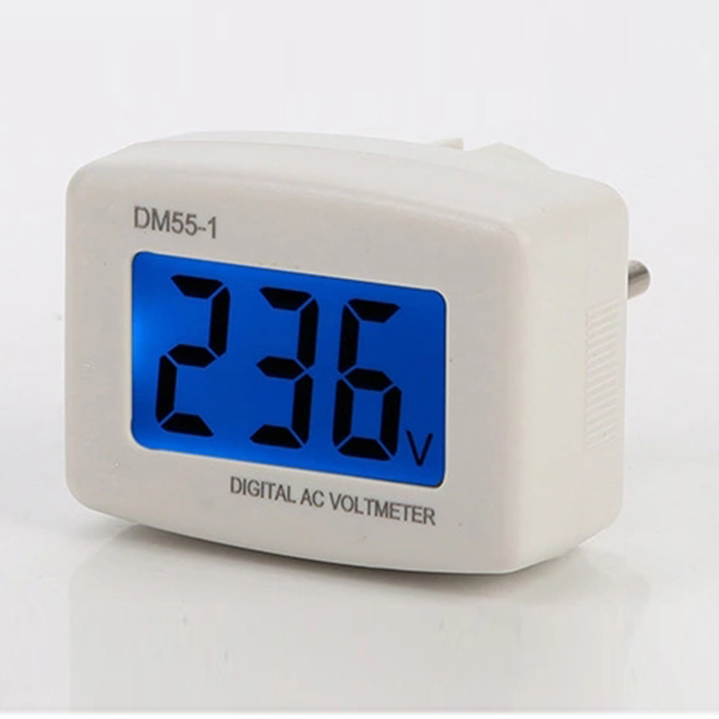 DM55-1 AC 80-300V Digital Voltmeter EU US Plug Voltmeter Socket Voltage Tester LCD Display Voltage Meter 110V-220V
