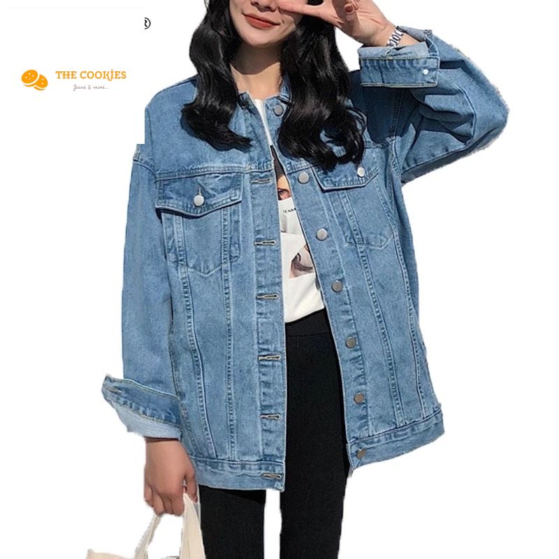 [HCM]ẢNH THẬT CUỐI HÌNH - ÁO KHOÁC JEAN NỮ MÀU XANH TRƠN/ ÁO THUN TRƠN AQUA BLUE DENIM JACKET WOMEN