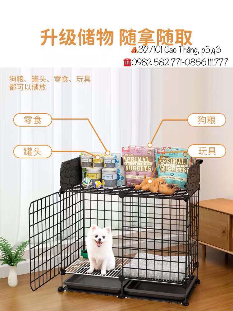 CHUỒNG CHÓ LẮP GHÉP KÈM KHAY VỆ SINH VÀ NGĂN ĐỰNG ĐỒ
