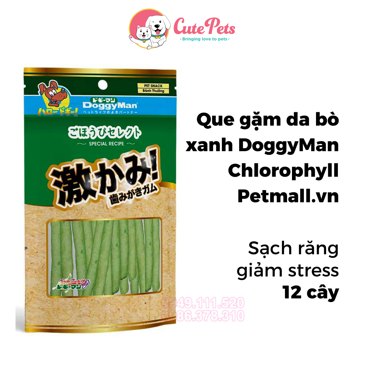 Xương gặm sạch răng cho chó dạng que thưởng DoggyMan 120g - phụ kiện thú cưng Hà Nội