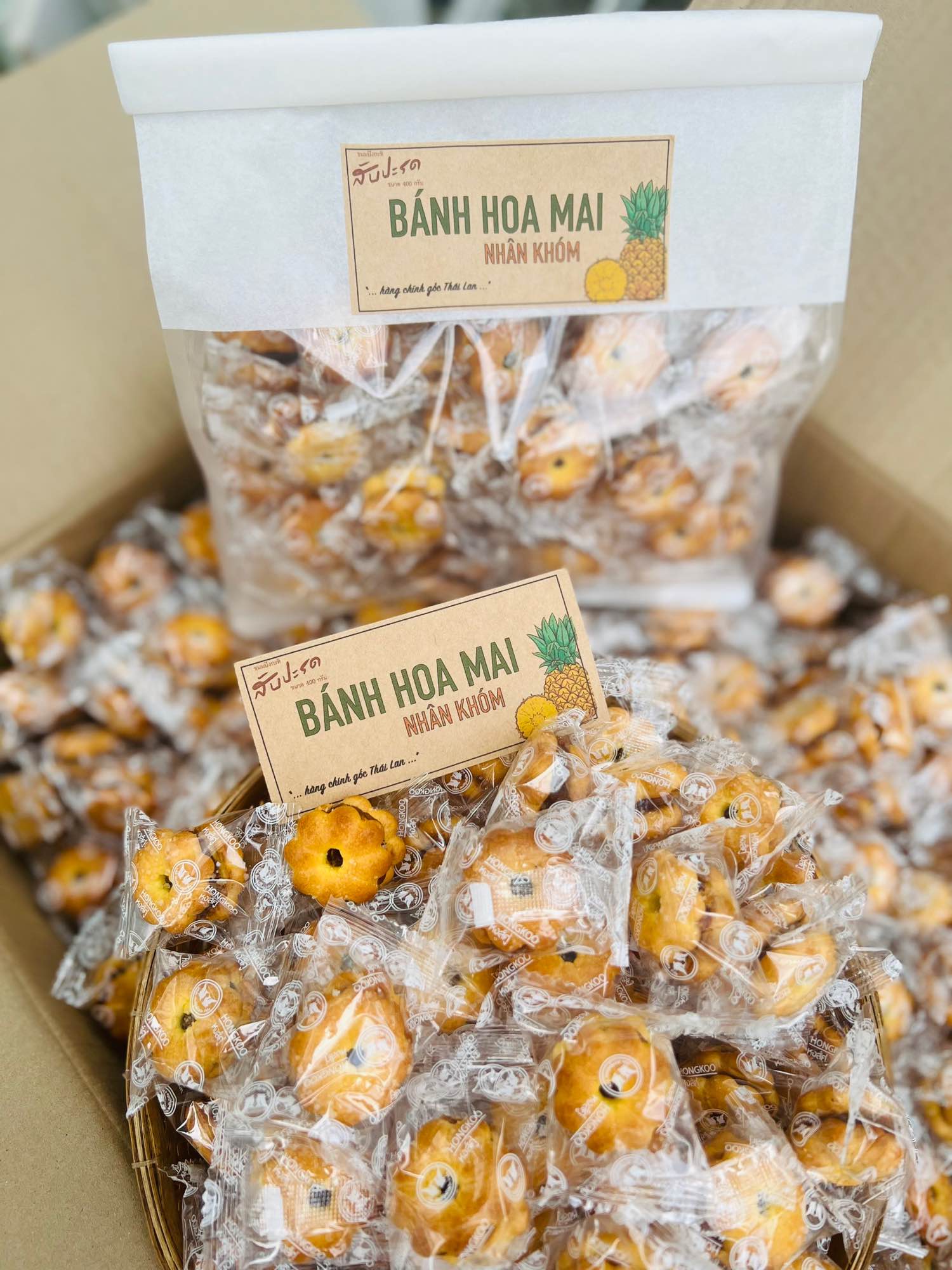 Bánh bông mai nhân mứt thơm Hongkoo Thái Lan - hàng NK chính ngạch siêu thơm ngon