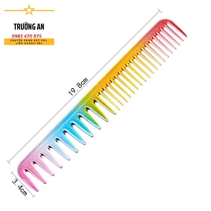 Lược Cắt Tóc Nam Nữ Răng Thưa To Cầu Vồng 7 Màu Đẹp