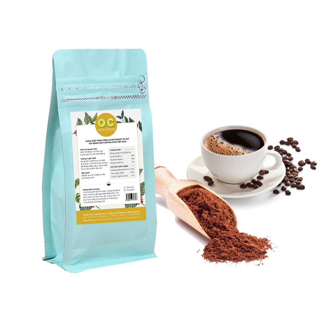 [HCM]ARABICA 30%& ROBUSTA 70%_CÀ PHÊ BỘT RANG VỪA OC ORGANIC COFFEE 250G