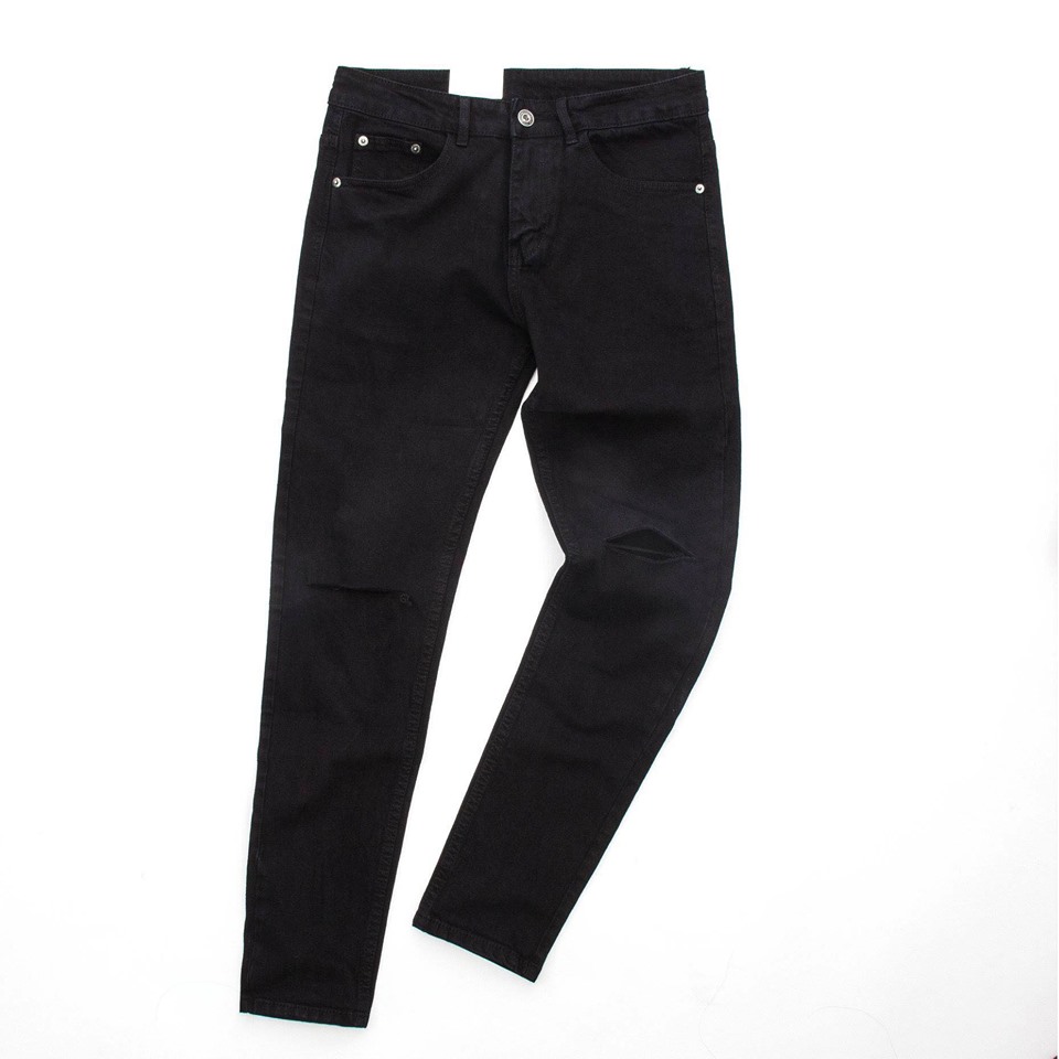 [Hoàn Tiền 15%] Quần Jean Skinny Đen Trơn Basic Vải Dày Co Giãn