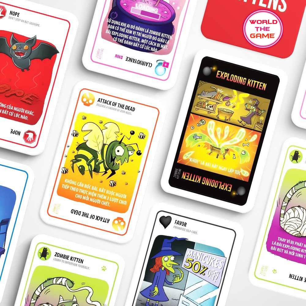 Mèo Nổ ZOMBIE KITTEN Việt Hóa Exploding kittens Giấy cứng chống nước