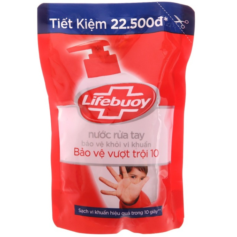 (túi đẹp - 450g) Nước rửa tay Lifebuoy Bảo vệ vượt trội 10
