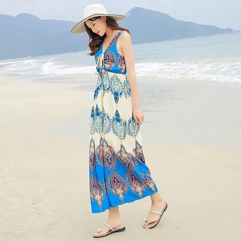 Maxi hoa văn thổ cẩm siêu phẩm mùa hè cực hot tại hollis