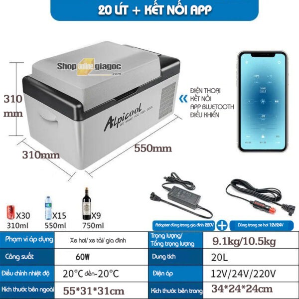 [SG] Tủ Lạnh Ô Tô Alpicool 15L - 20L Kết Nối APP