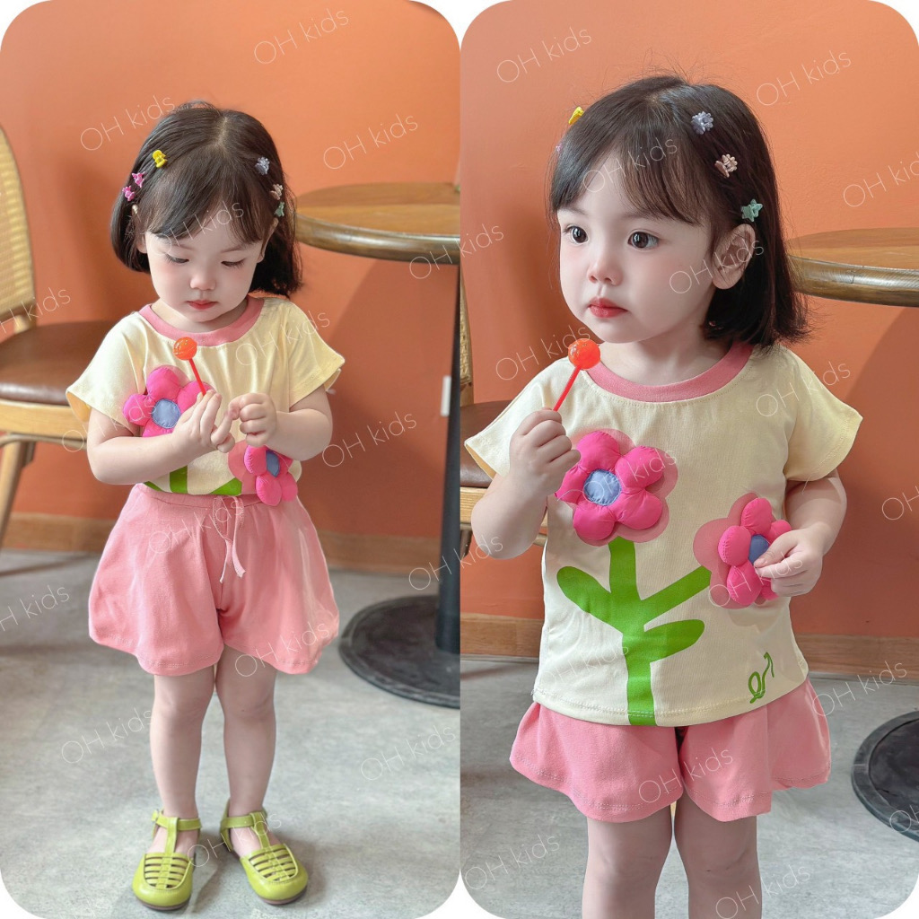 Set bộ đùi áo hoa nổi cho bé gái (7kg-16kg)