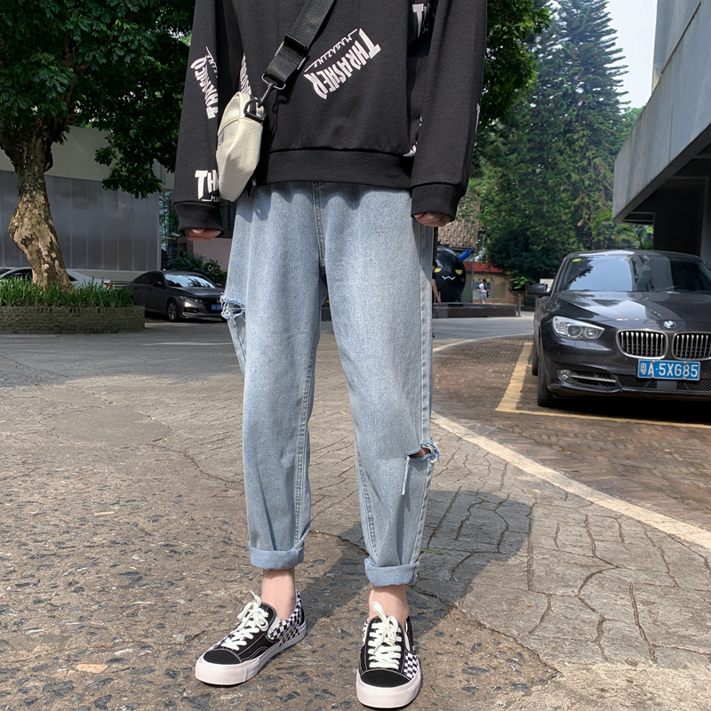 Quần Baggy Nam -Quần Jean Nam B65 Rách Kiểu Màu Bạc Thời Trang- unisex ống rộng phong cách bụi