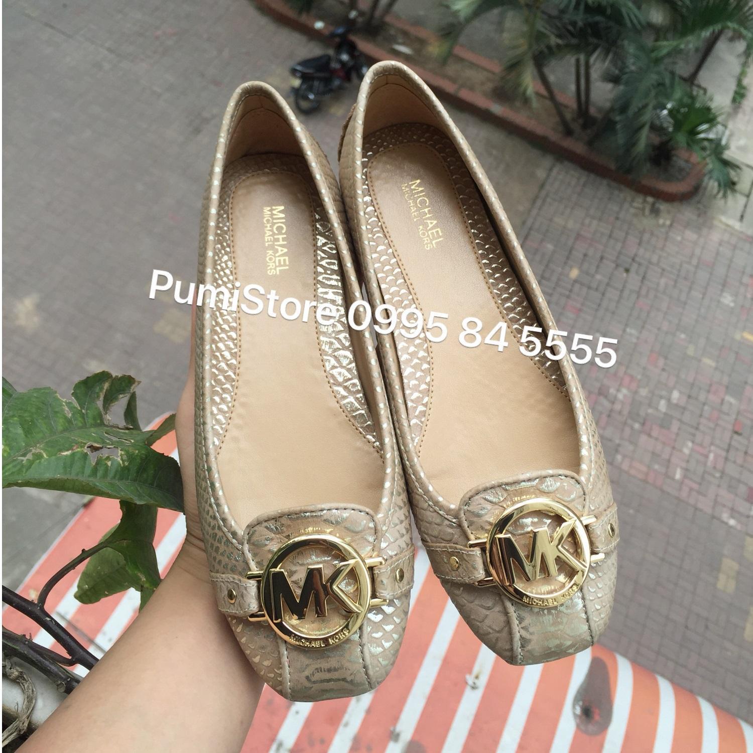 Giày Michael Kors Pale Gold Snake Vân da rắn