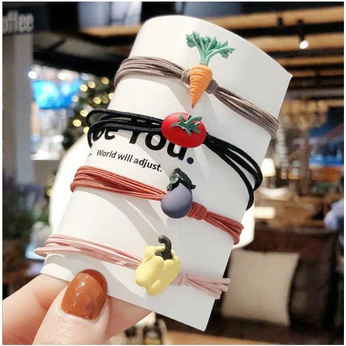 Set 05 dây cột tóc hoa quả