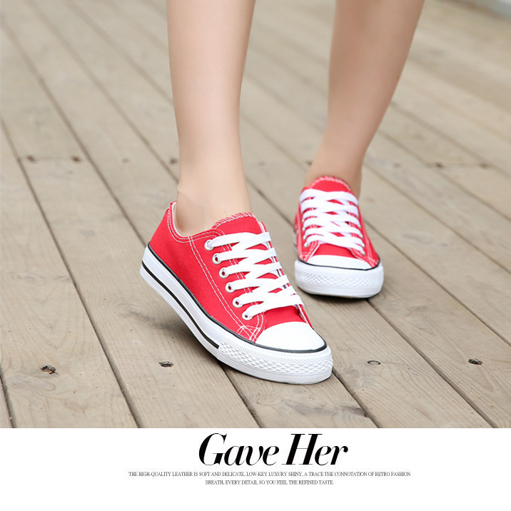 [HCM]Giày Sneaker Cổ Thấp CVS Nữ Màu Đỏ Tươi