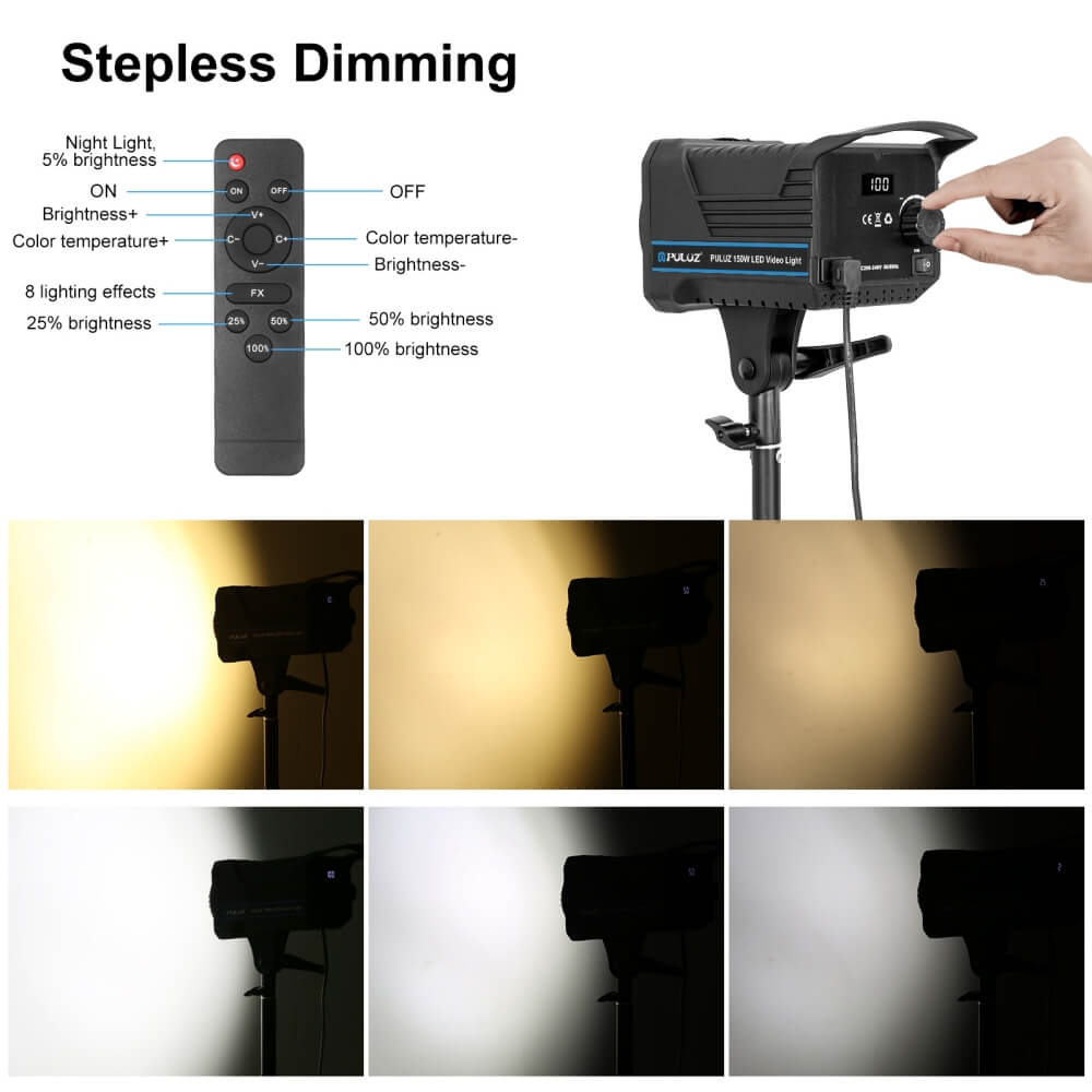 ĐÈN LED STUDIO 150W 3200K-5600K PULUZ (NGÀM BOWENS)