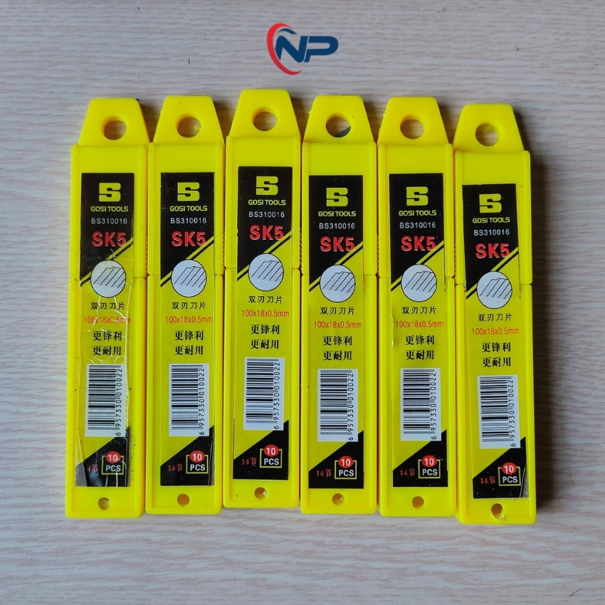 Hộp 10 lưỡi dao dọc giấy BOSI TOOLS, chất liệu thép SK5 chất lượng cao, NHATPHONGSOLAR