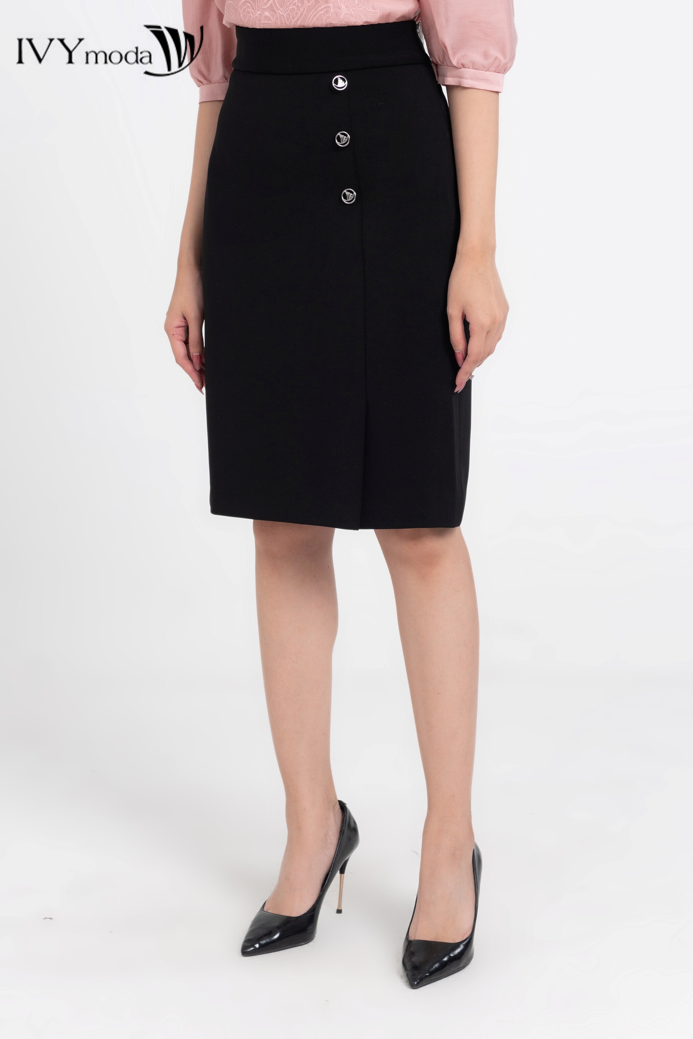 Chân váy Midi phối khuy IVY moda MS 31M8204