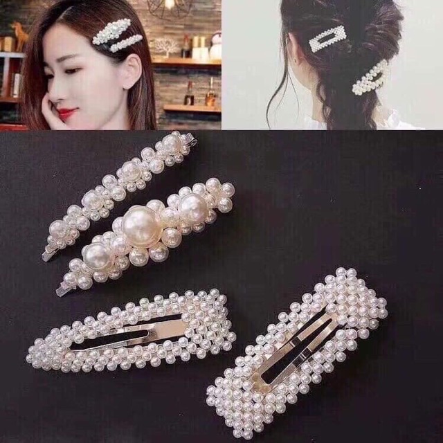 Set 4 kẹp tóc ngọc trai