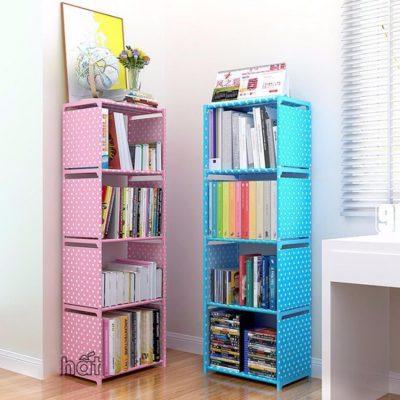 Tủ Sách Lắp Ráp 4 Tầng Bằng Vải Tiện Dụng