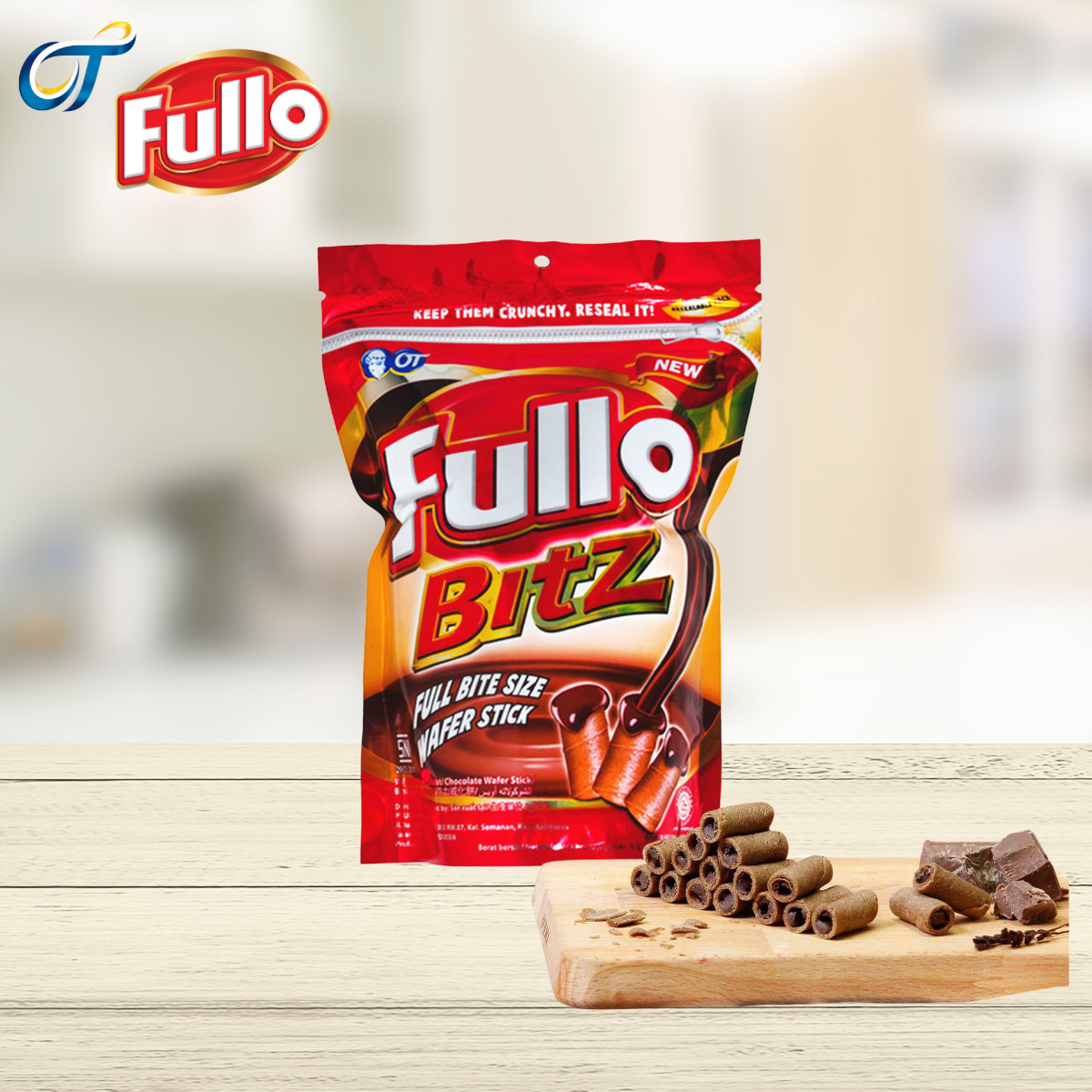 Bánh quế Fullo Bitz Sôcôla 80gr (Gói Zip tiện lợi)