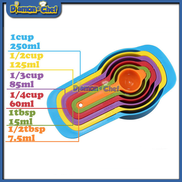 Bộ 6 Thìa / Cup Đong Định Lượng Sắc Màu