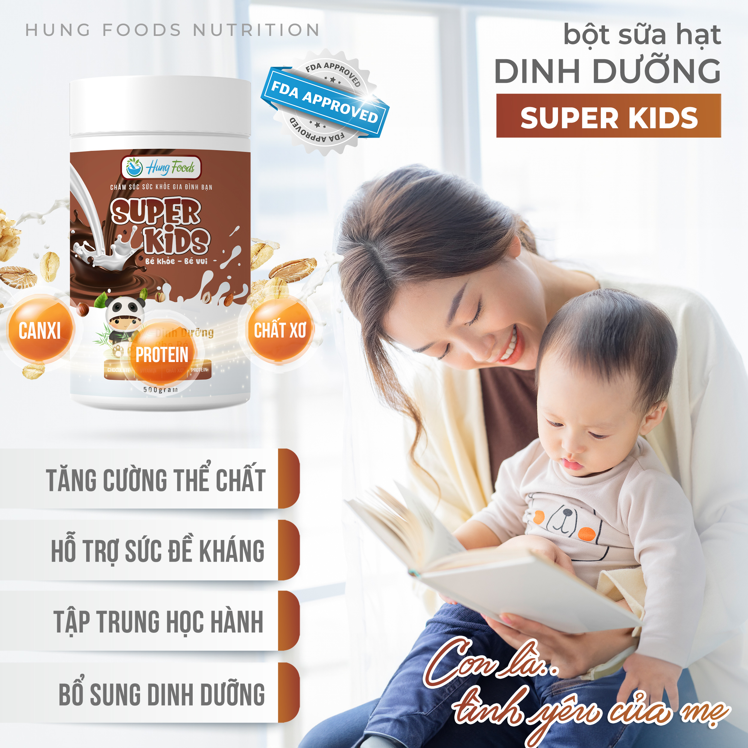 Bột Sữa Hạt Dinh Dưỡng Super Kids - Hung Foods - Dinh Dưỡng Cho Bé