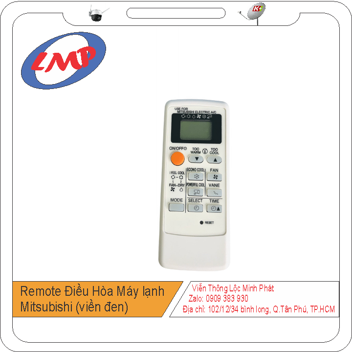 Remote Điều Hòa Máy lạnh Mitsubishi (viền đen)