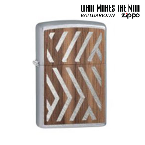 Zippo 29902 - Zippo Woodchuck Paths Heringbone Sweep Walnut Emblem