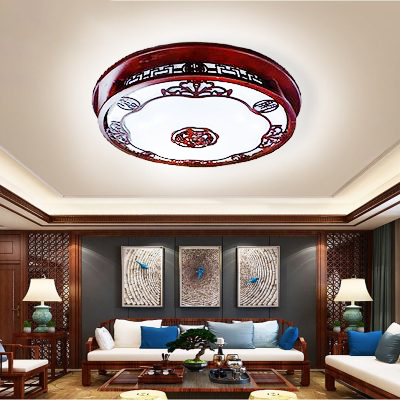 Đèn ốp trần gỗ phòng thờ hình tròn mới