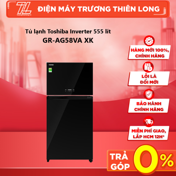 Tủ lạnh toshiba inverter 555 lít gr-ag58va xk - bộ điều khiển màn hình cảm ứng bên ngoài ngăn đông mềm trữ thịt cá không cần rã đông hộp trữ đa năng làm đá tự động - trả góp 0% - giao toàn quốc - ngoài hcm tính phí