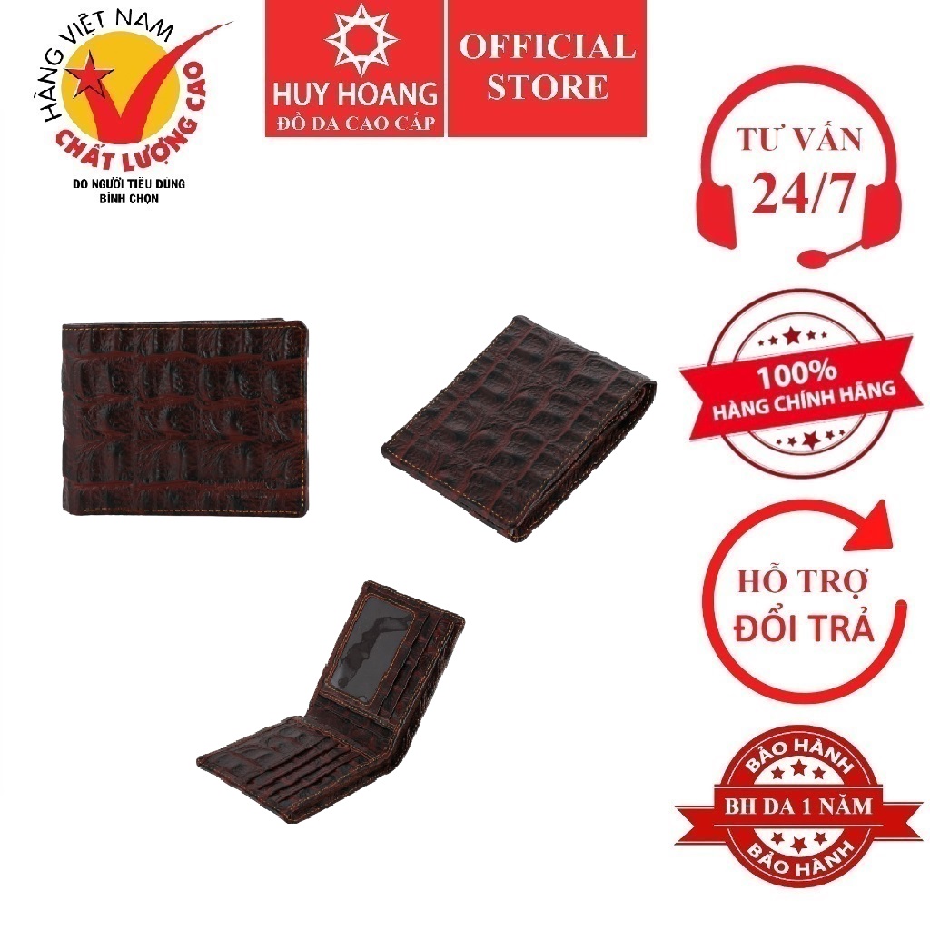 Bóp nam  vân cá sấu màu nâu đỏ HK2148