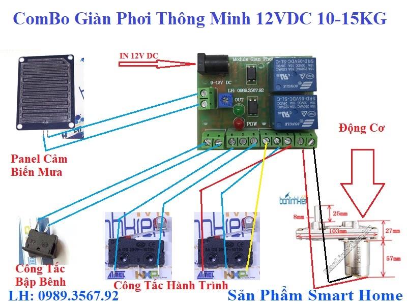 COMBO GIÀN PHƠI THÔNG MINH 12VDC 10-15KG