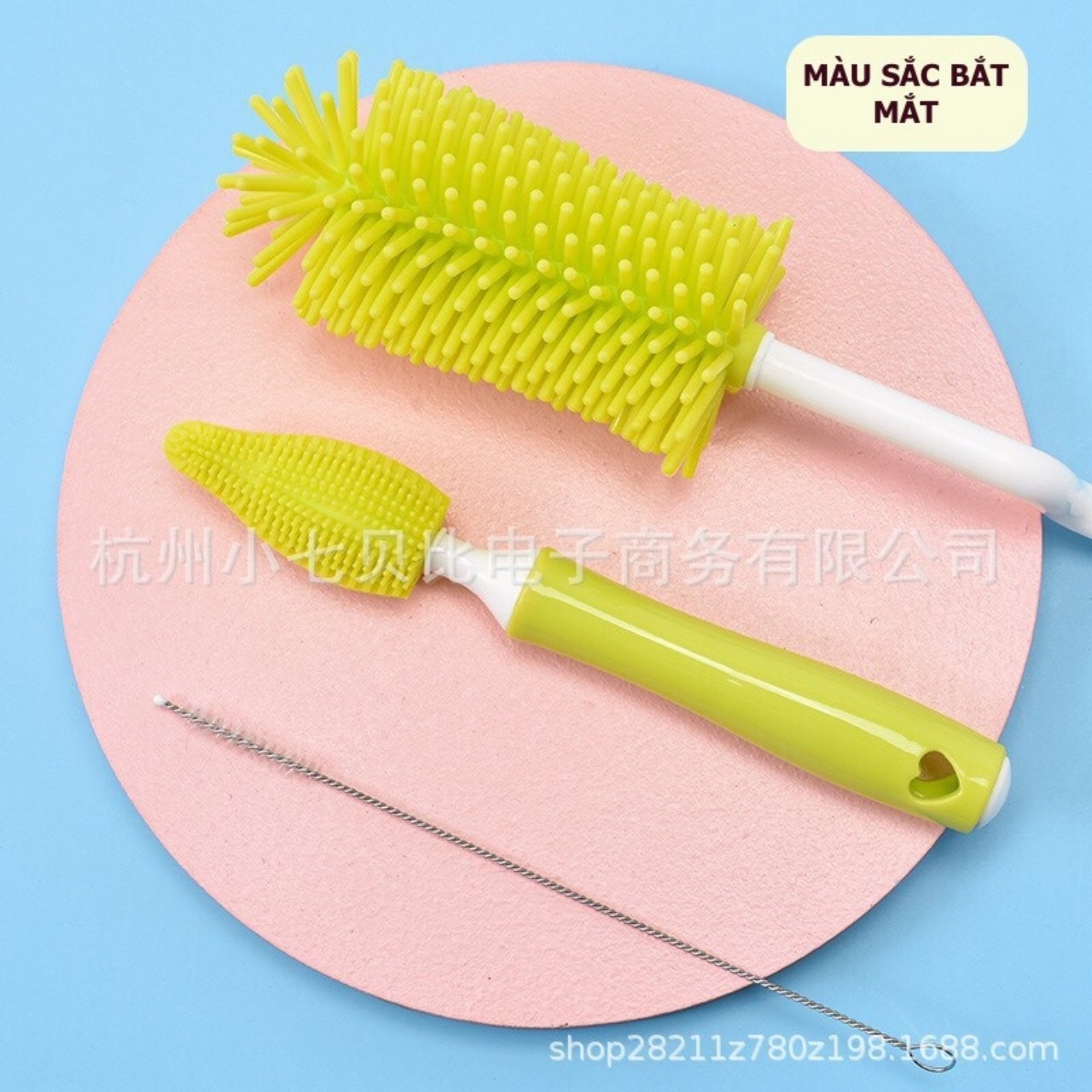 {Mới} Cọ bình sữa núm ti silicon 3 chi tiết